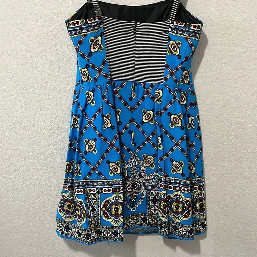 NANETTE LEPORE Border-Print Camisole Mini Dress, Blue Paisley, Size 4 - Picture 7 of 11